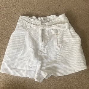 Club Monaco Pin Striped Linen Blend White and Black Shorts
